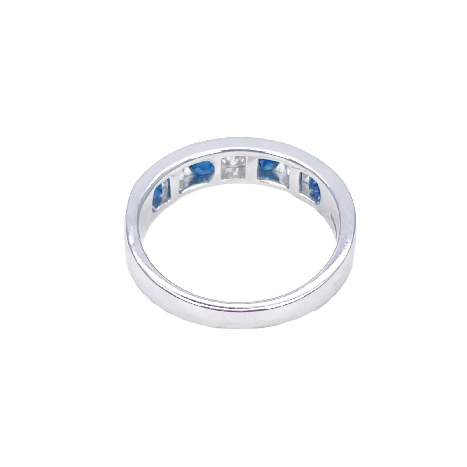 18ct White Gold Diamond & Sapphire 7 Stone Half Eternity Channel Set Ring 0.80ct  Diamond Ring