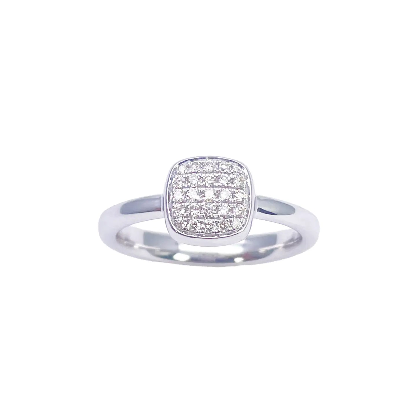 18ct White Gold Elegant Diamond Square Ring 0.15ct  Diamond Ring