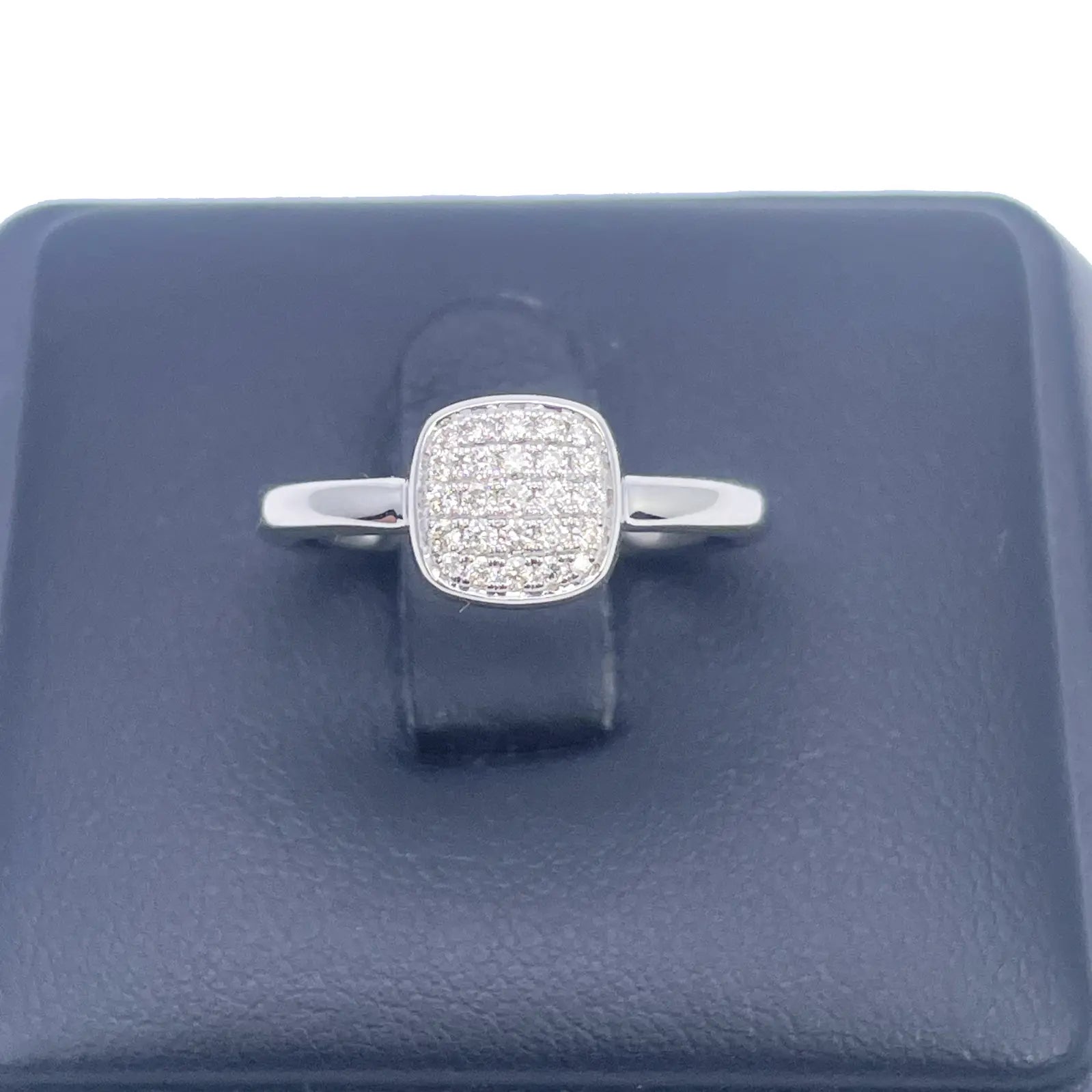 18ct White Gold Elegant Diamond Square Ring 0.15ct  Diamond Ring
