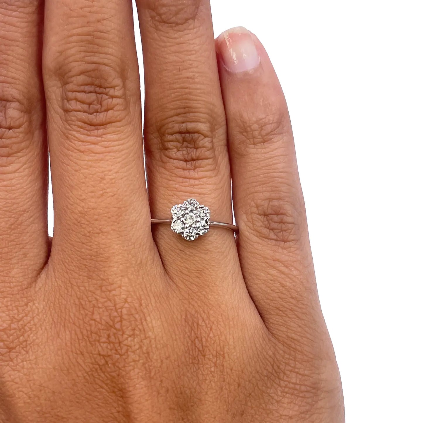 18ct White Gold Elegant Floral Diamond Ring 0.39ct  Diamond Ring