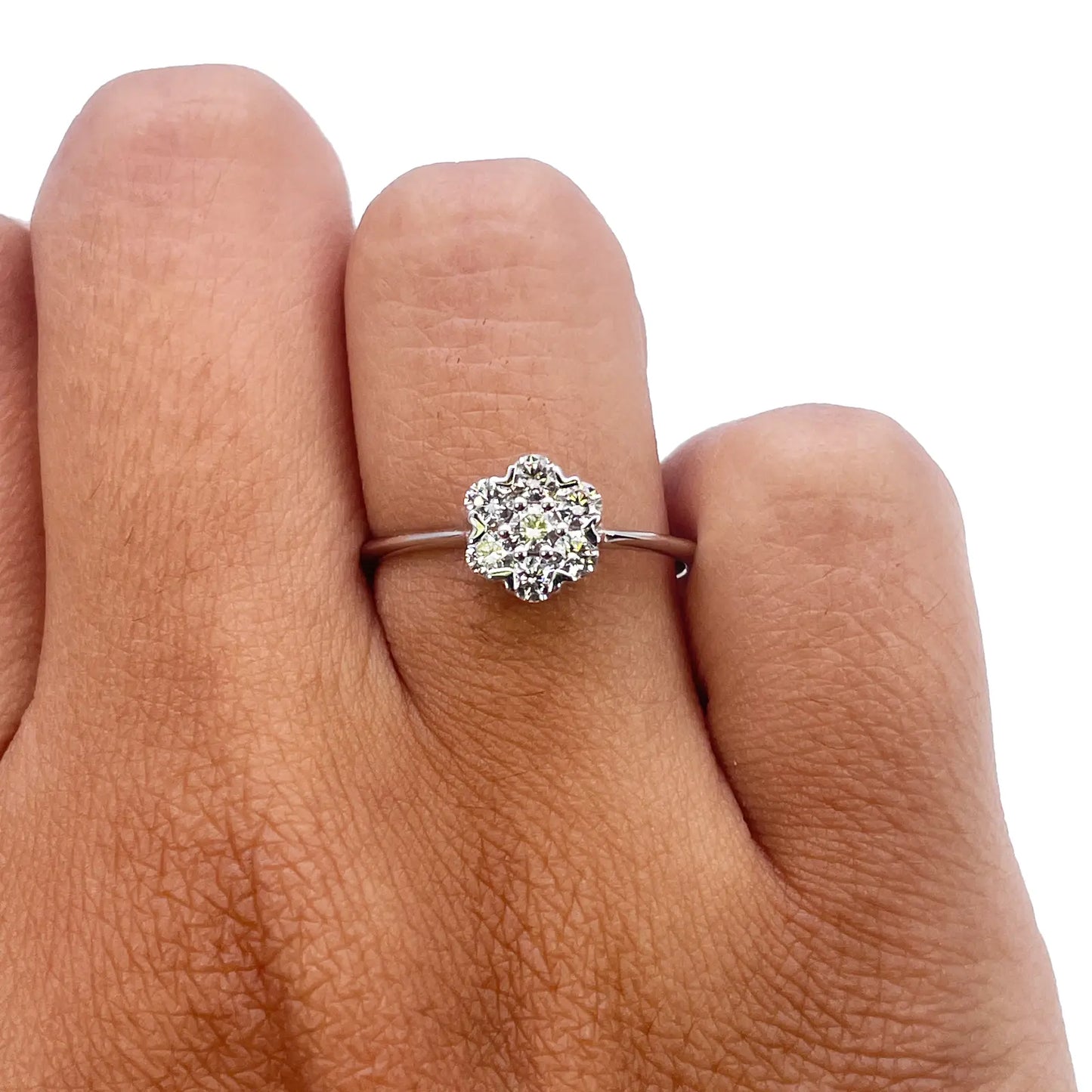 18ct White Gold Elegant Floral Diamond Ring 0.39ct  Diamond Ring