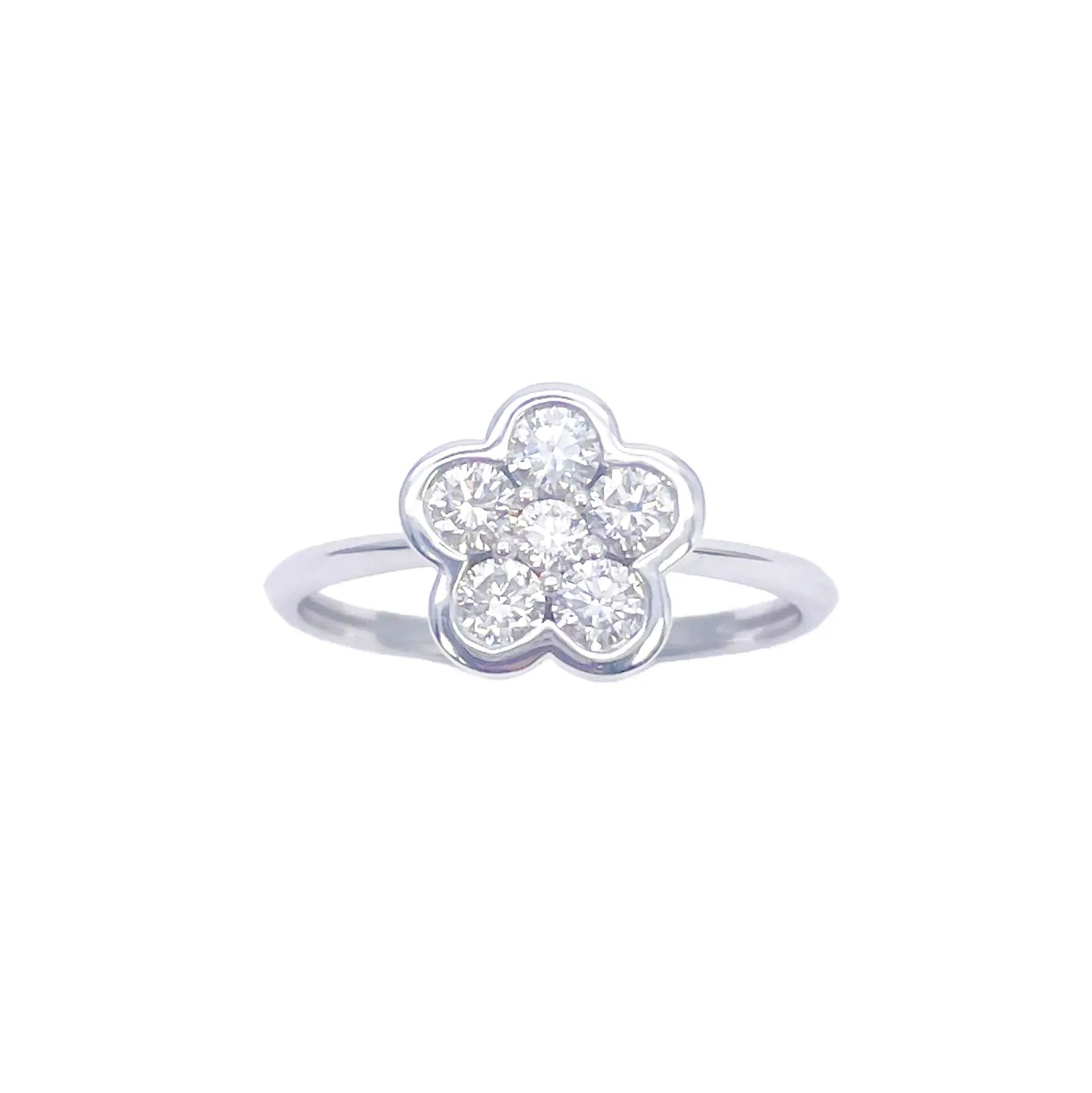 18ct White Gold Elegant Floral Diamond Ring 0.46ct  Diamond Ring