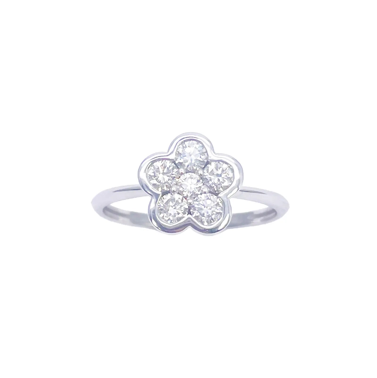 18ct White Gold Elegant Floral Diamond Ring 0.46ct  Diamond Ring