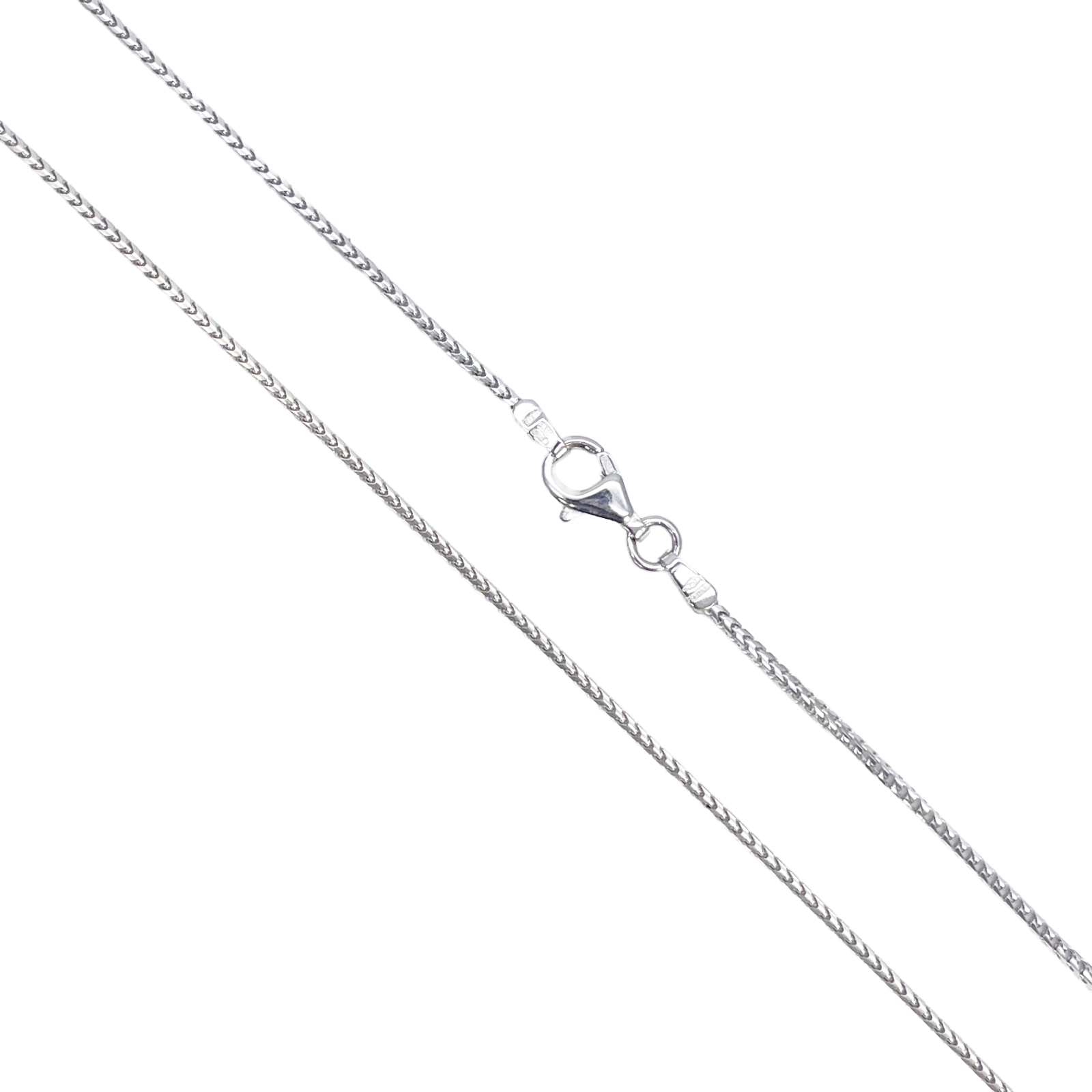 18ct White Gold Foxtail Chain Necklace 16 Inches 1.2mm Width 