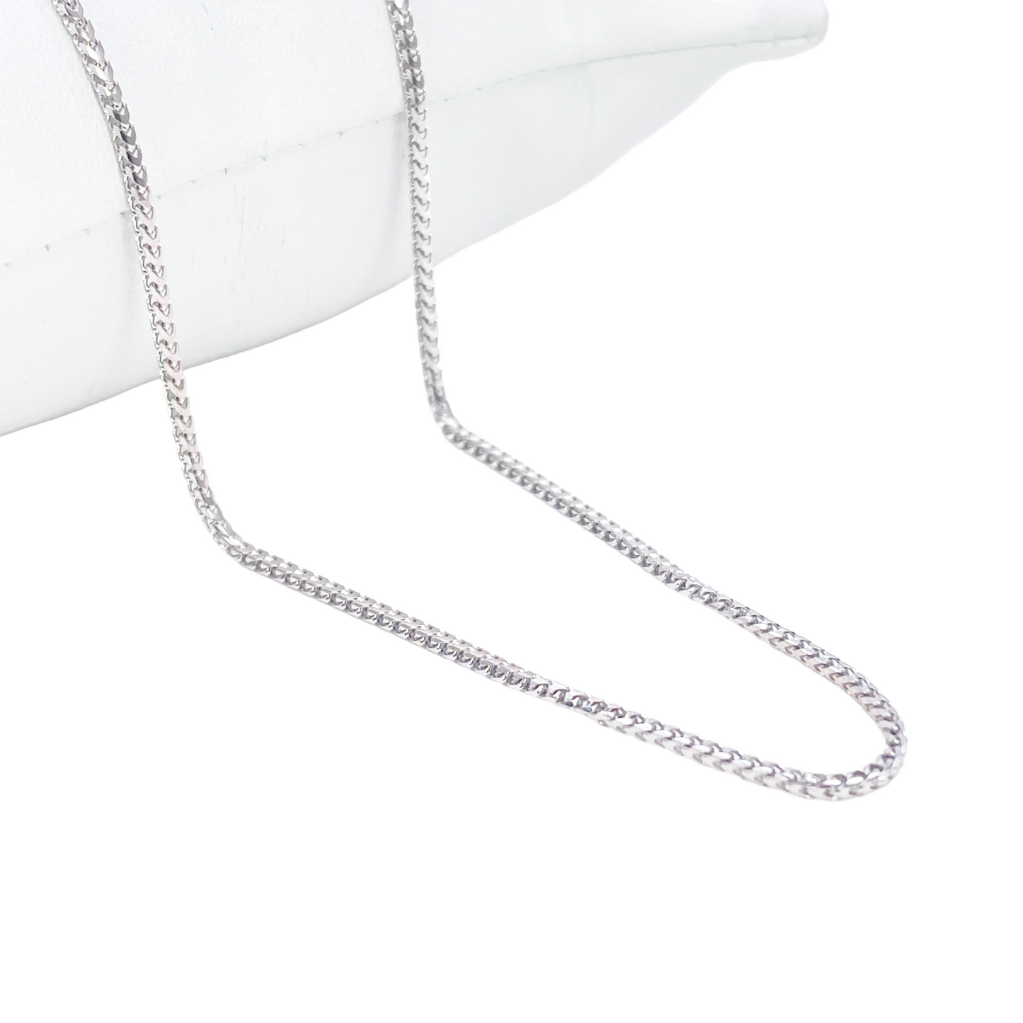 18ct White Gold Foxtail Chain Necklace 16 Inches 1.2mm Width 