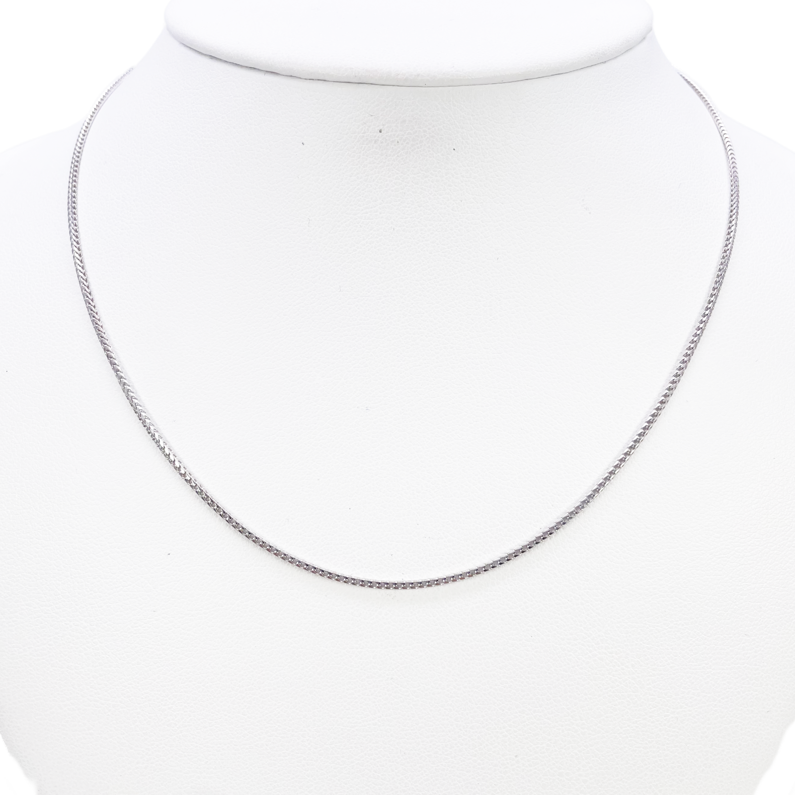 18ct White Gold Foxtail Chain Necklace 16 Inches 1.2mm Width 