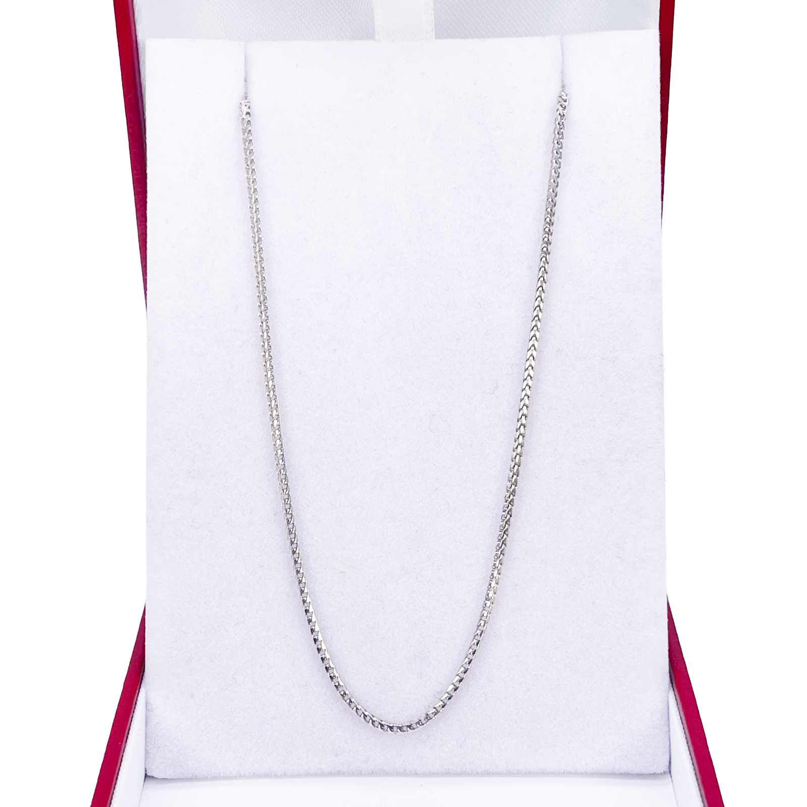18ct White Gold Foxtail Chain Necklace 16 Inches 1.2mm Width 