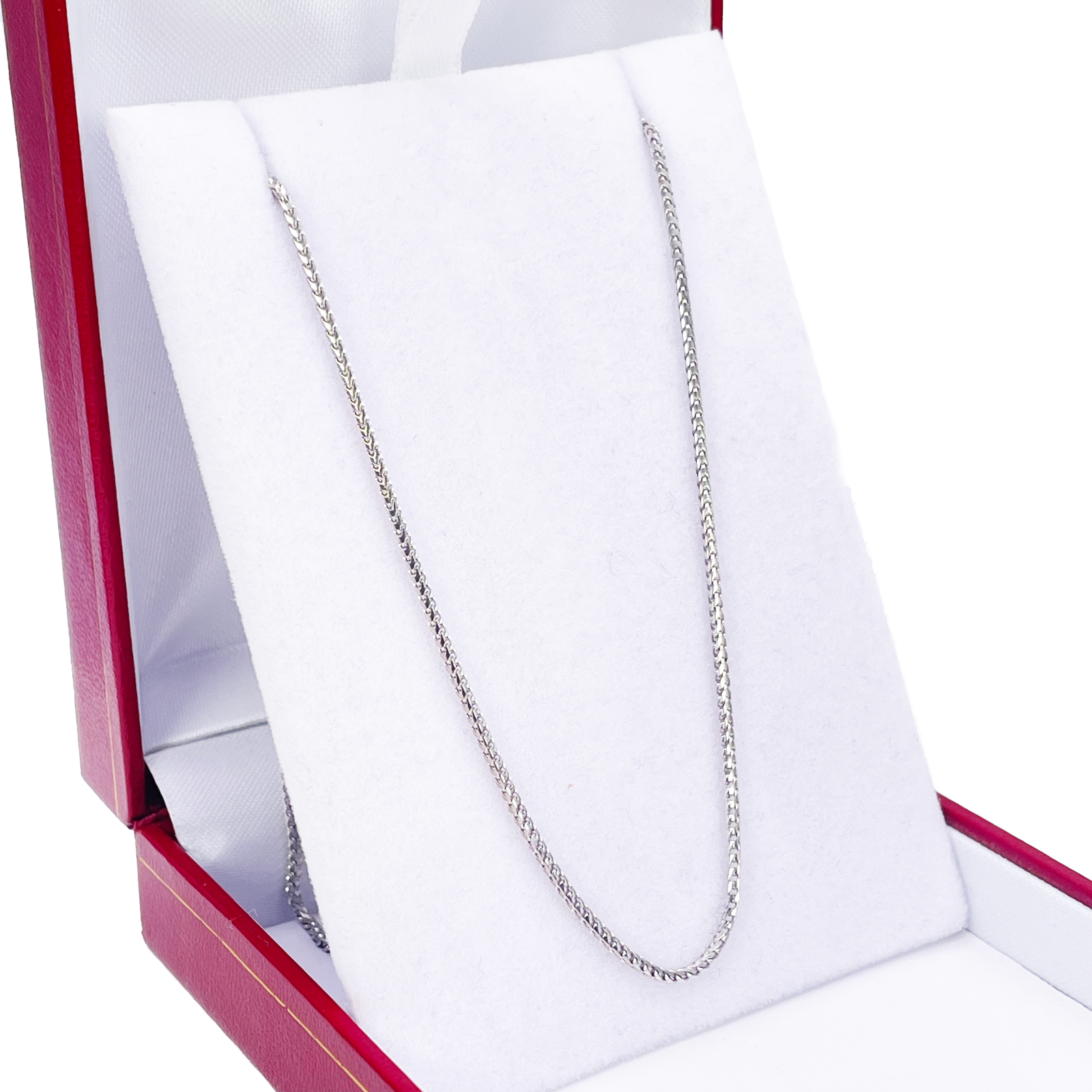 18ct White Gold Foxtail Chain Necklace 16 Inches 1.2mm Width 