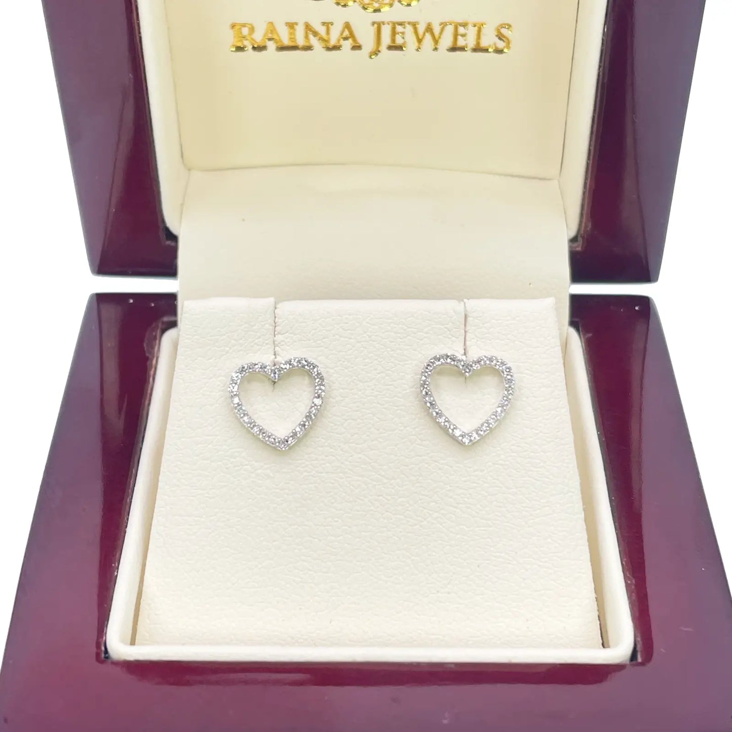 18ct White Gold Heart Natural Diamond Stud Earrings 0.15ct 