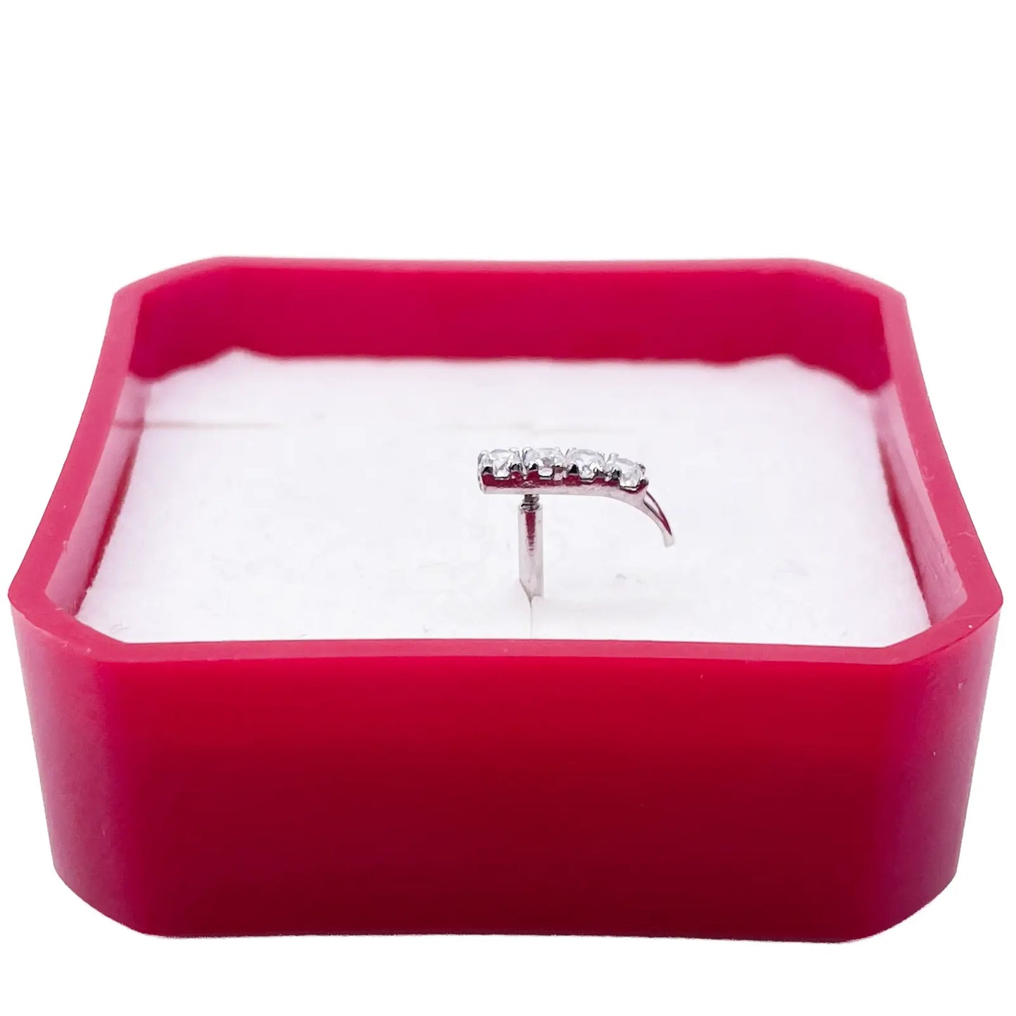 18ct White Gold High Polished Nose Stud/Pin 9mm Length 