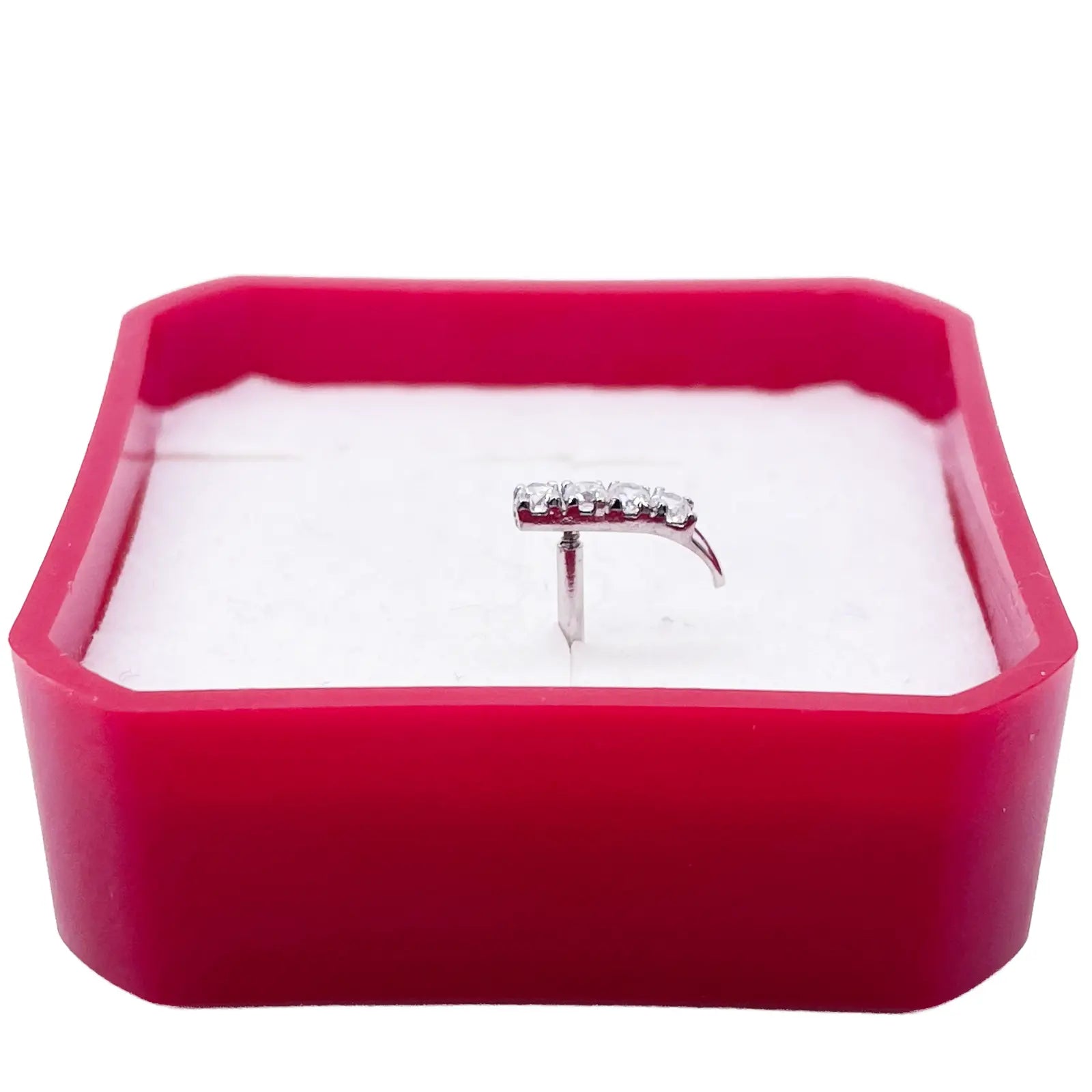 18ct White Gold High Polished Nose Stud/Pin 9mm Length 