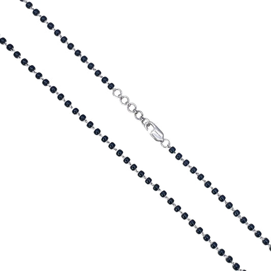 18ct White Gold Mangalsutra Chain Black Beaded Necklace 18 Inches 2.7mm Width