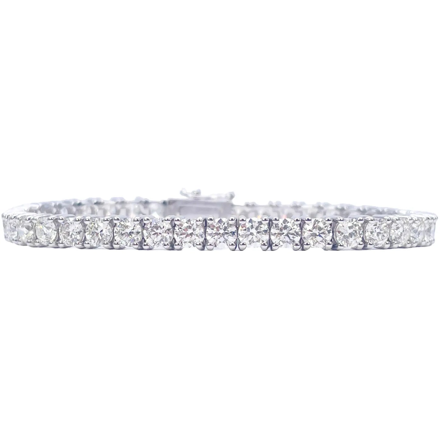 18ct White Gold Natural Diamond 4-Claw Tennis Bracelet 10.72ct 7  Diamond Bracelets