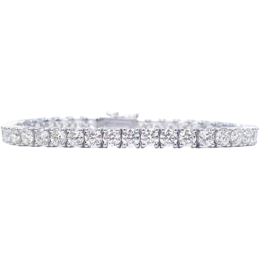 18ct White Gold Natural Diamond 4-Claw Tennis Bracelet 10.72ct 7  Diamond Bracelets