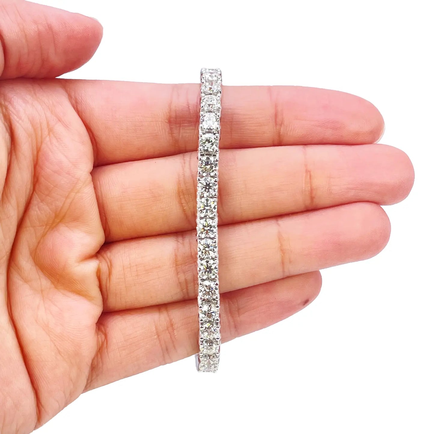 18ct White Gold Natural Diamond 4-Claw Tennis Bracelet 10.72ct 7  Diamond Bracelets
