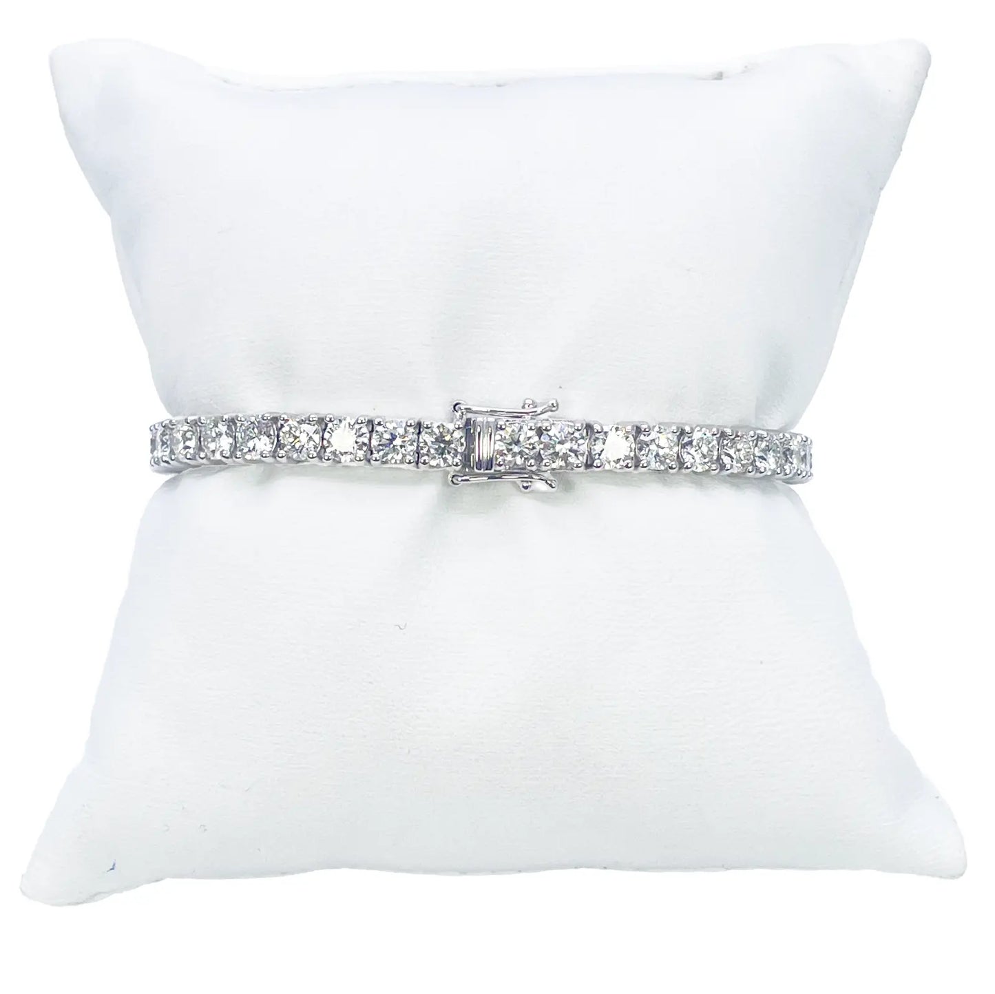 18ct White Gold Natural Diamond 4-Claw Tennis Bracelet 10.72ct 7  Diamond Bracelets