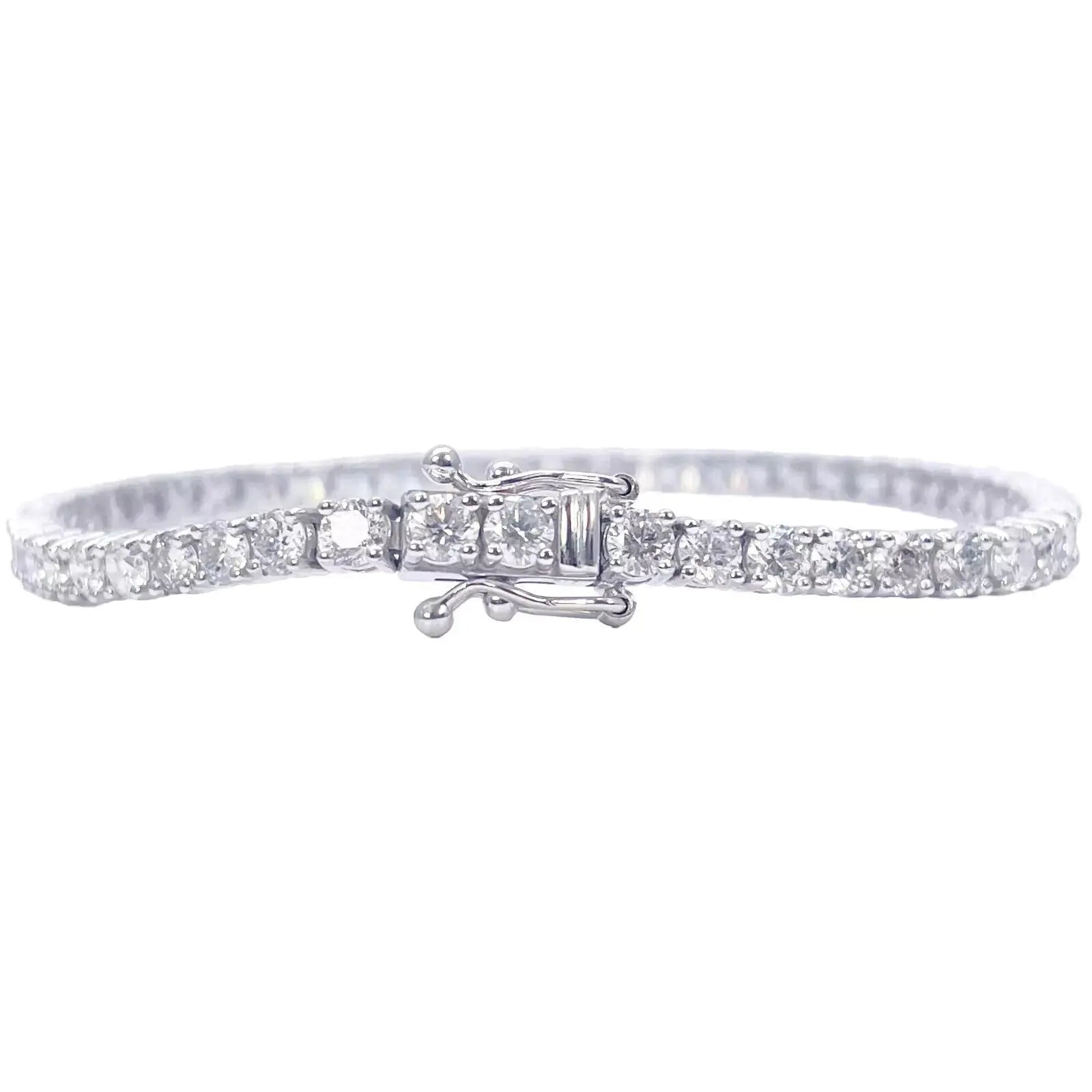 18ct White Gold Natural Diamond 4-Claw Tennis Bracelet 4.83ct 7inch 2.9mm Width  Diamond Bracelets