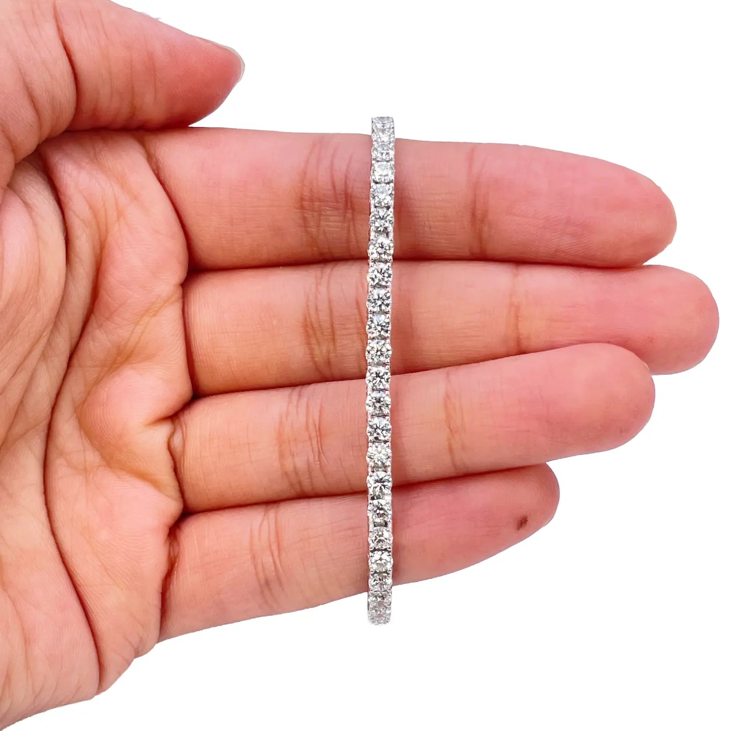 18ct White Gold Natural Diamond 4-Claw Tennis Bracelet 4.83ct 7inch 2.9mm Width  Diamond Bracelets
