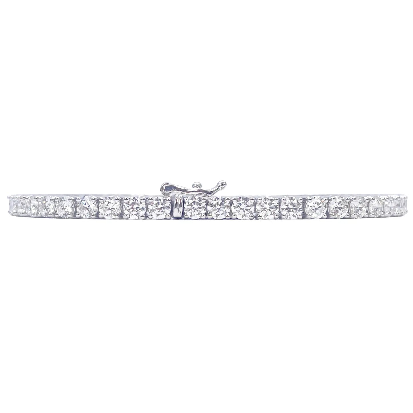 18ct White Gold Natural Diamond 4-Claw Tennis Bracelet 5.69ct 7 inches  Diamond Bracelets