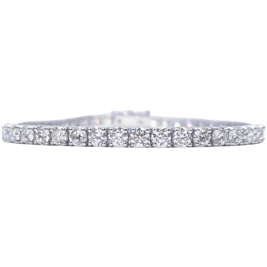 18ct White Gold Natural Diamond 4-Claw Tennis Bracelet 7.03ct 7inches  Diamond Bracelets