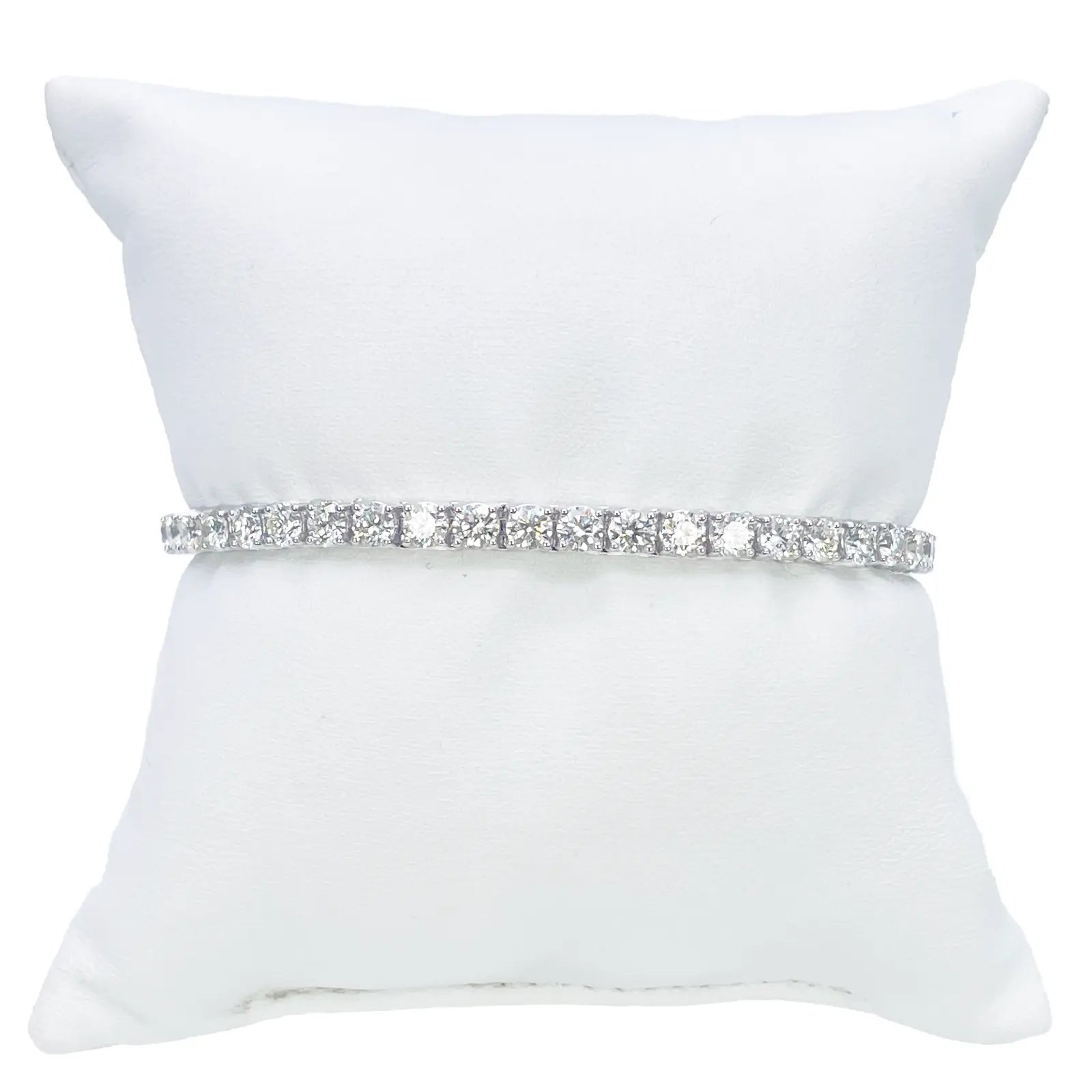 18ct White Gold Natural Diamond 4-Claw Tennis Bracelet 8.45ct 7 Inches  Diamond Bracelets