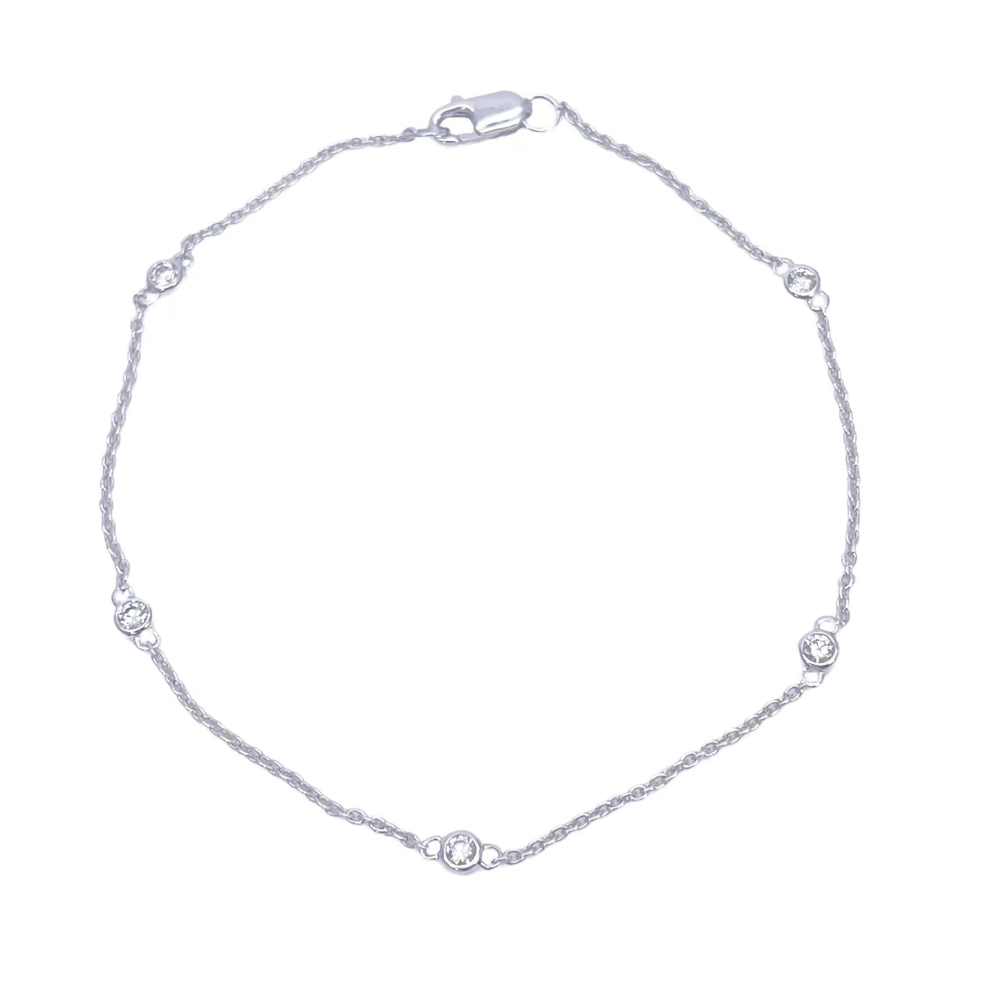 18ct White Gold Natural Diamond Bezel Bracelet 0.13ct 7''inches  Diamond Bracelets