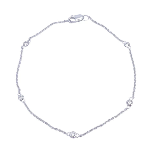 18ct White Gold Natural Diamond Bezel Bracelet 0.13ct 7''inches  Diamond Bracelets