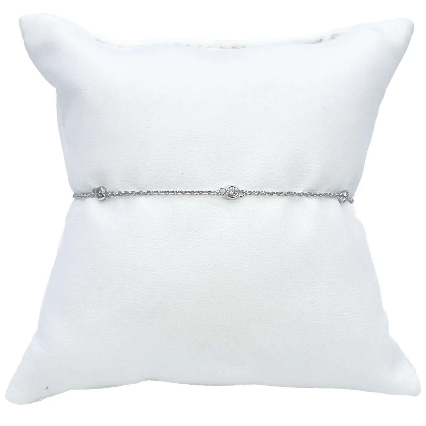 18ct White Gold Natural Diamond Bezel Bracelet 0.13ct 7''inches  Diamond Bracelets