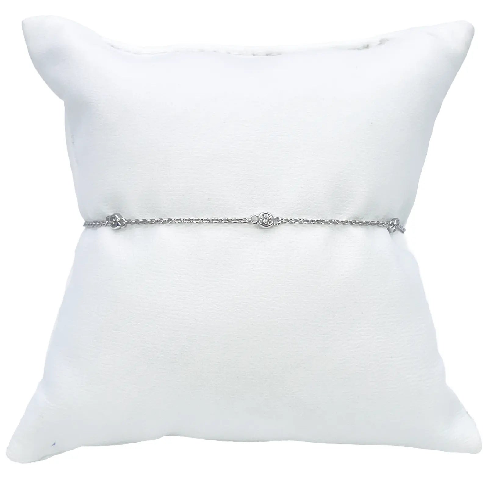 18ct White Gold Natural Diamond Bezel Bracelet 0.13ct 7''inches  Diamond Bracelets