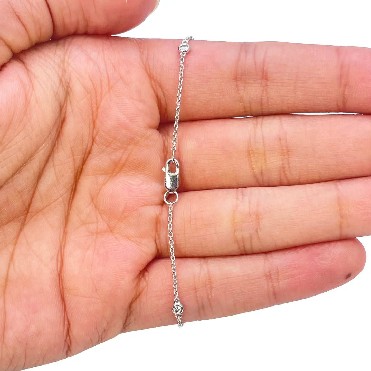 18ct White Gold Natural Diamond Bezel Bracelet 0.13ct 7''inches  Diamond Bracelets