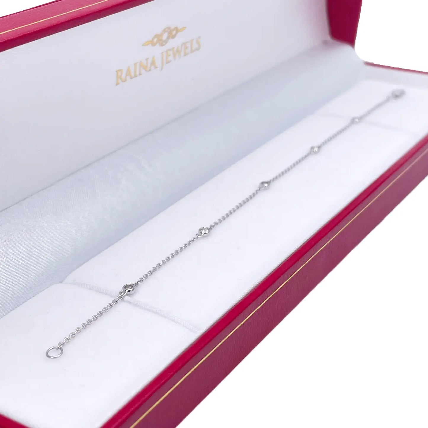 18ct White Gold Natural Diamond Bezel Bracelet 0.13ct 7''inches  Diamond Bracelets