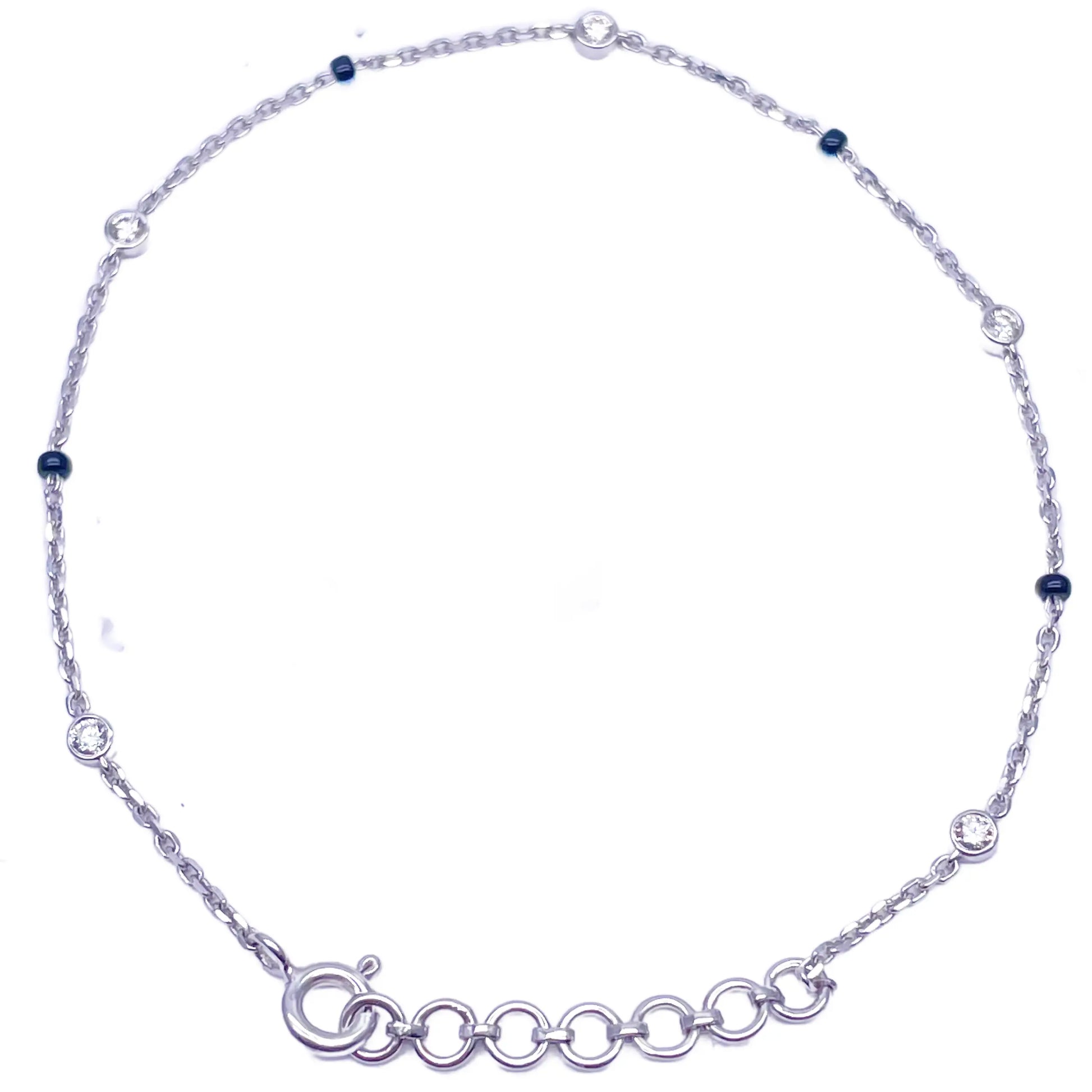 18ct White Gold Natural Diamond By Yard Mangalsutra Bracelet, 0.20ct 