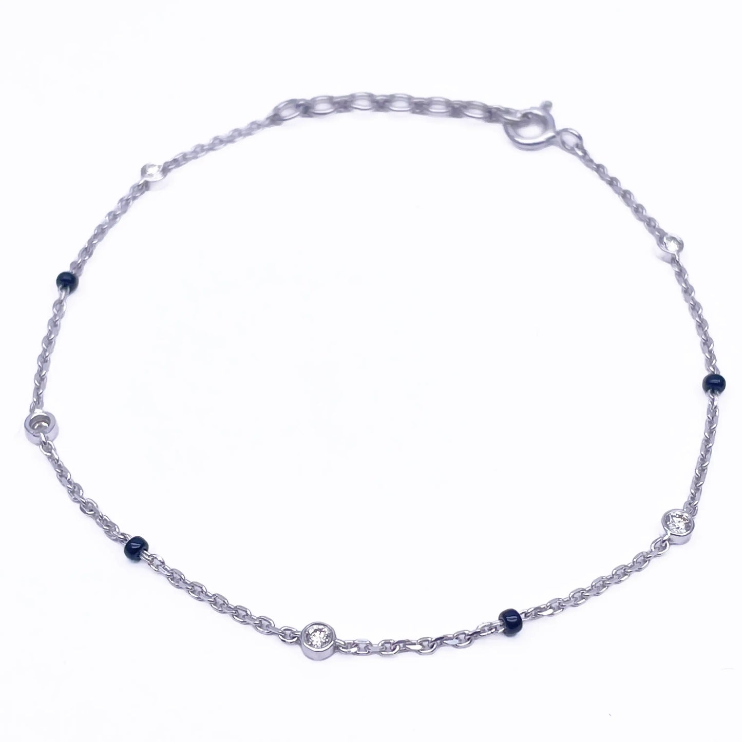 18ct White Gold Natural Diamond By Yard Mangalsutra Bracelet, 0.20ct 