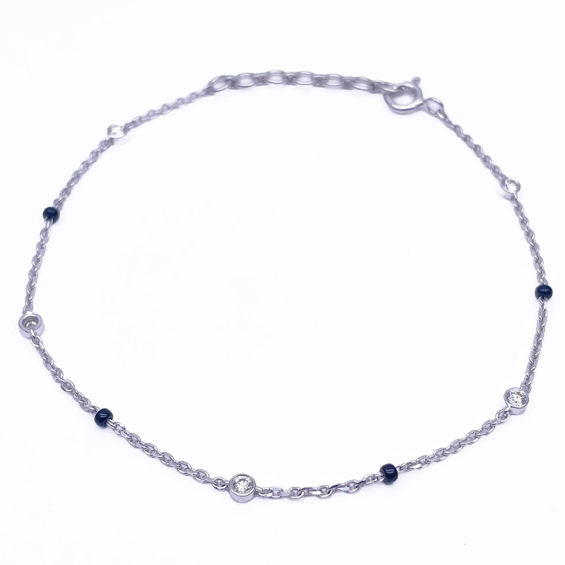 18ct White Gold Natural Diamond By Yard Mangalsutra Bracelet, 0.20ct 