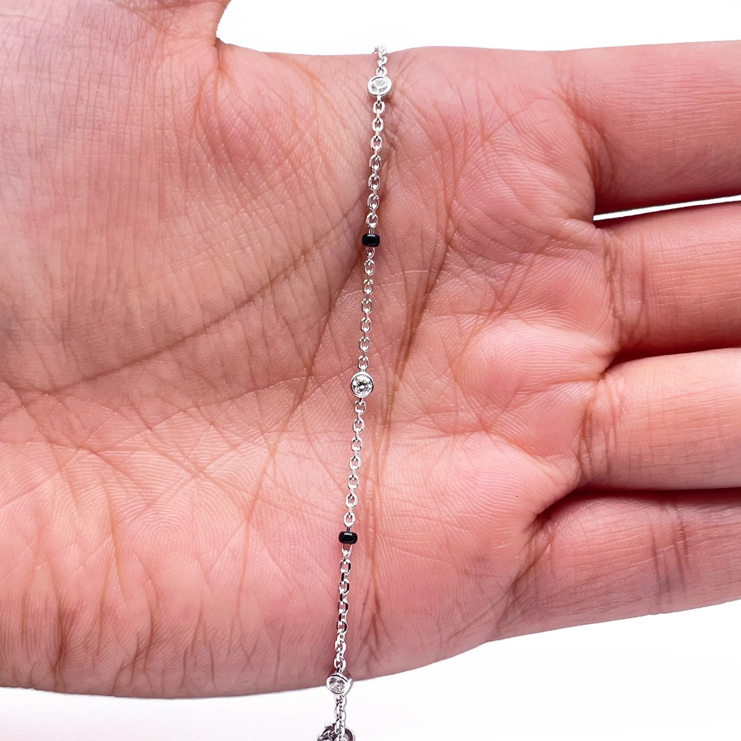 18ct White Gold Natural Diamond By Yard Mangalsutra Bracelet, 0.20ct 