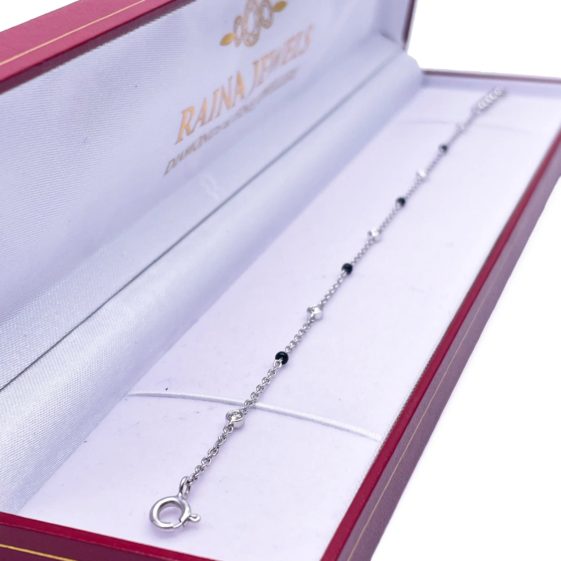 18ct White Gold Natural Diamond By Yard Mangalsutra Bracelet, 0.20ct 