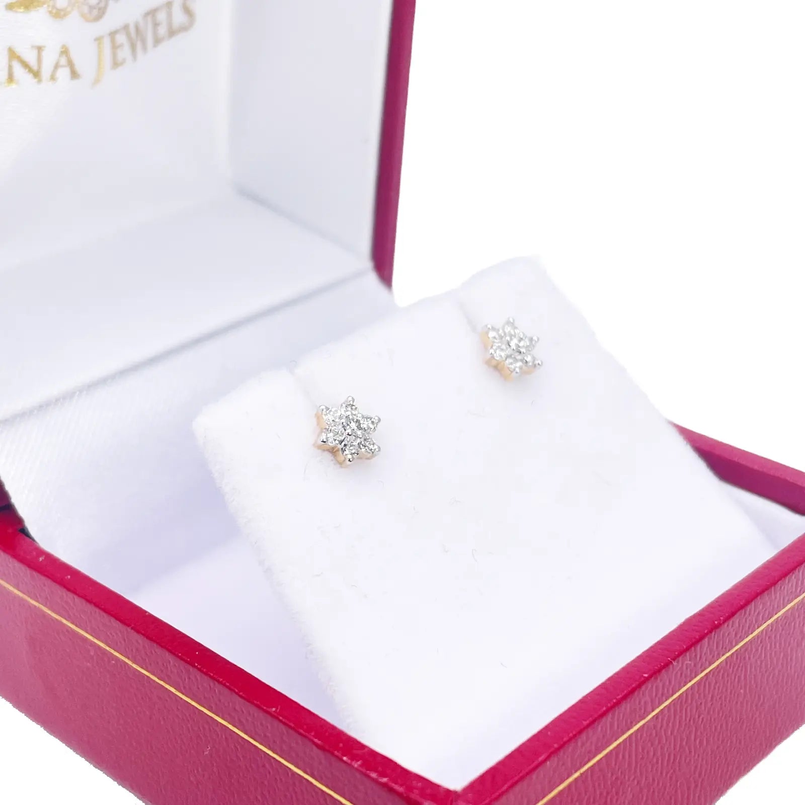 18ct White Gold Natural Diamond Floral Stud Earrings 0.18ct - 4.5mm Width 