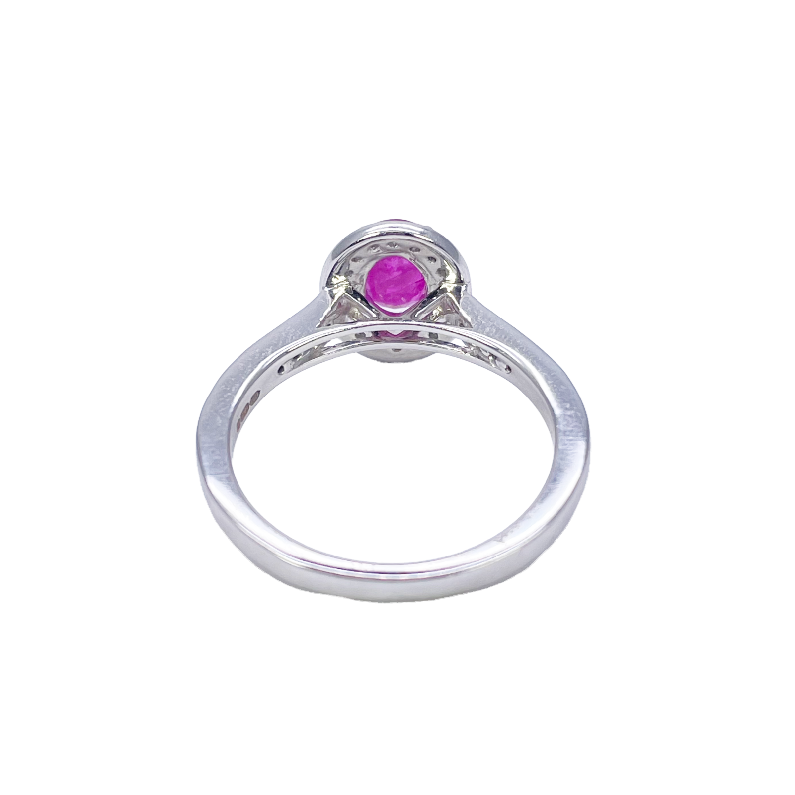 18ct White Gold Natural Oval Ruby & Round Diamond Halo Ring 1.00ct  Diamond Ring