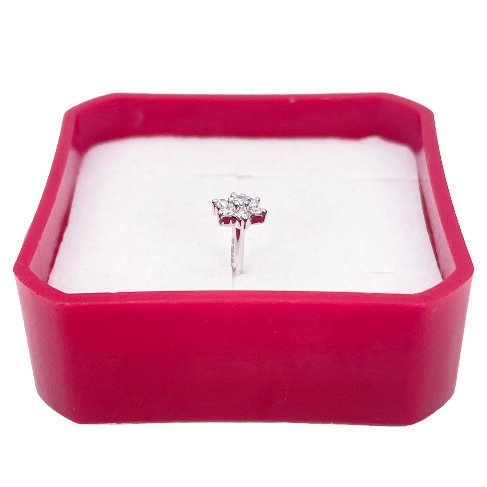 18ct White Gold Natural Round Diamond Flower Nose Stud 0.09ct 