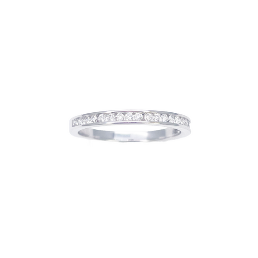 18ct White Gold Natural Round Diamond Half Eternity Band Channel Set 0.22ct  Diamond Ring