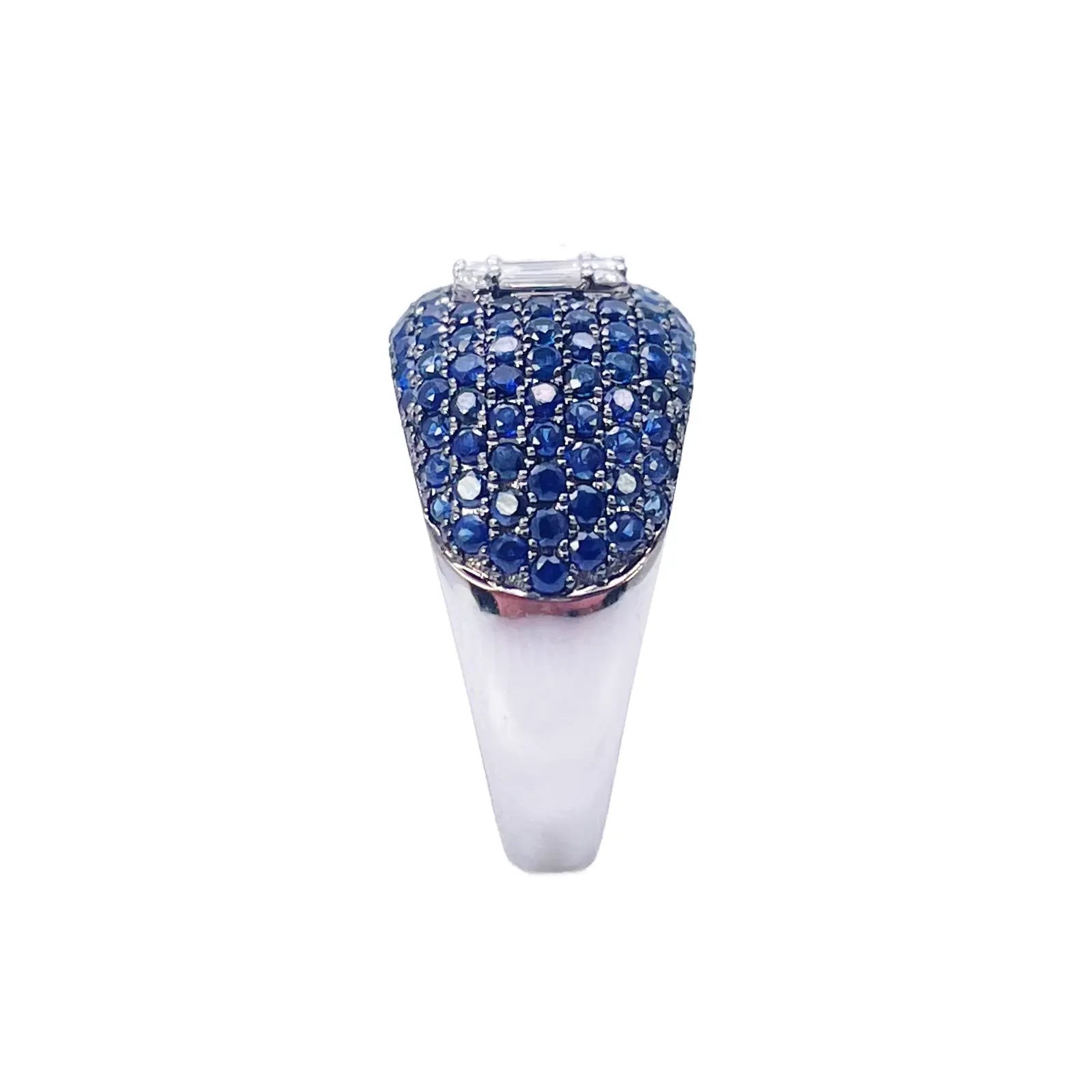 18ct White Gold Natural Sapphire & Diamond Cluster Cocktail Dome Ring 1.60ct  Diamond Ring
