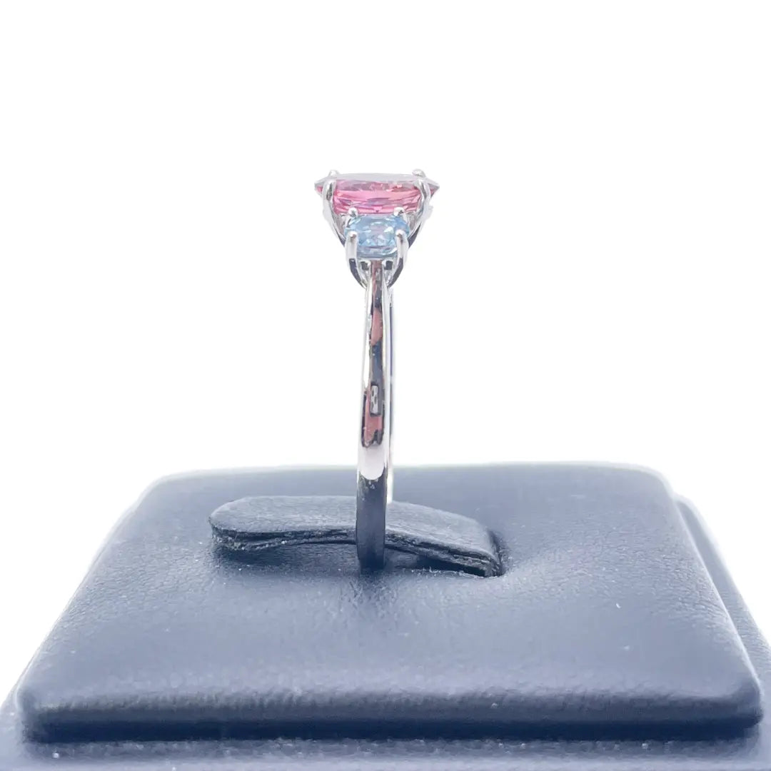 18ct White Gold Oval Pink Tourmaline & Aquamarine Trilogy Ring 1.60ct  Diamond Bracelets