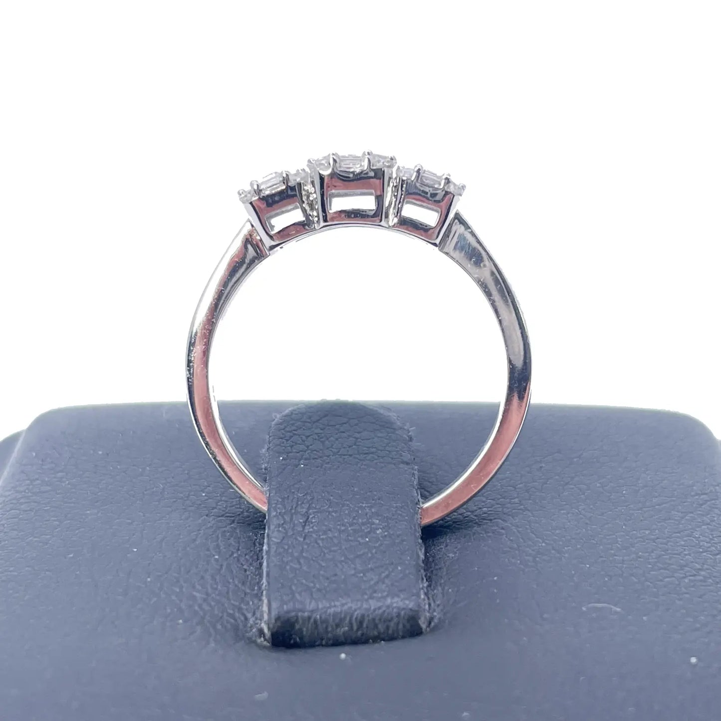 18ct White Gold Round Diamond & Baguette Trilogy Ring 0.58ct  Diamond Ring