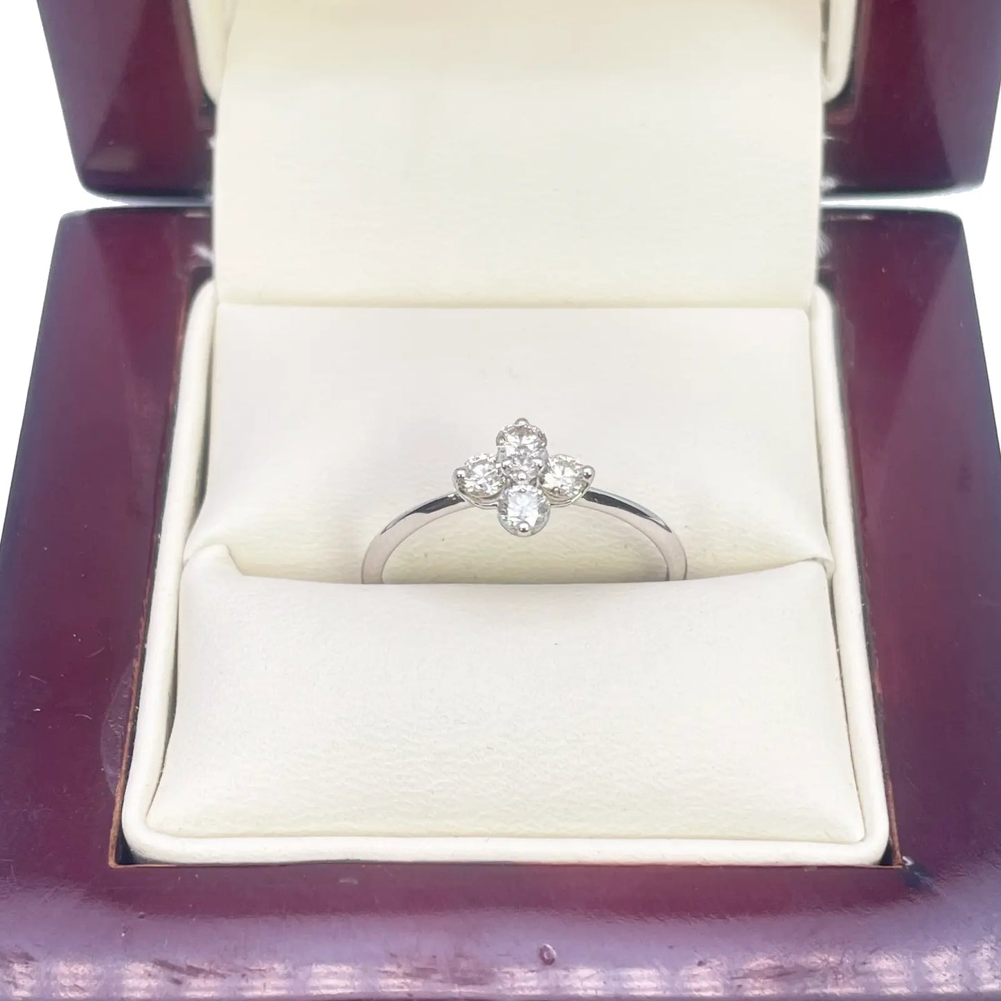 18ct White Gold Small Diamond Flower Ring 0.36ct  Diamond Ring