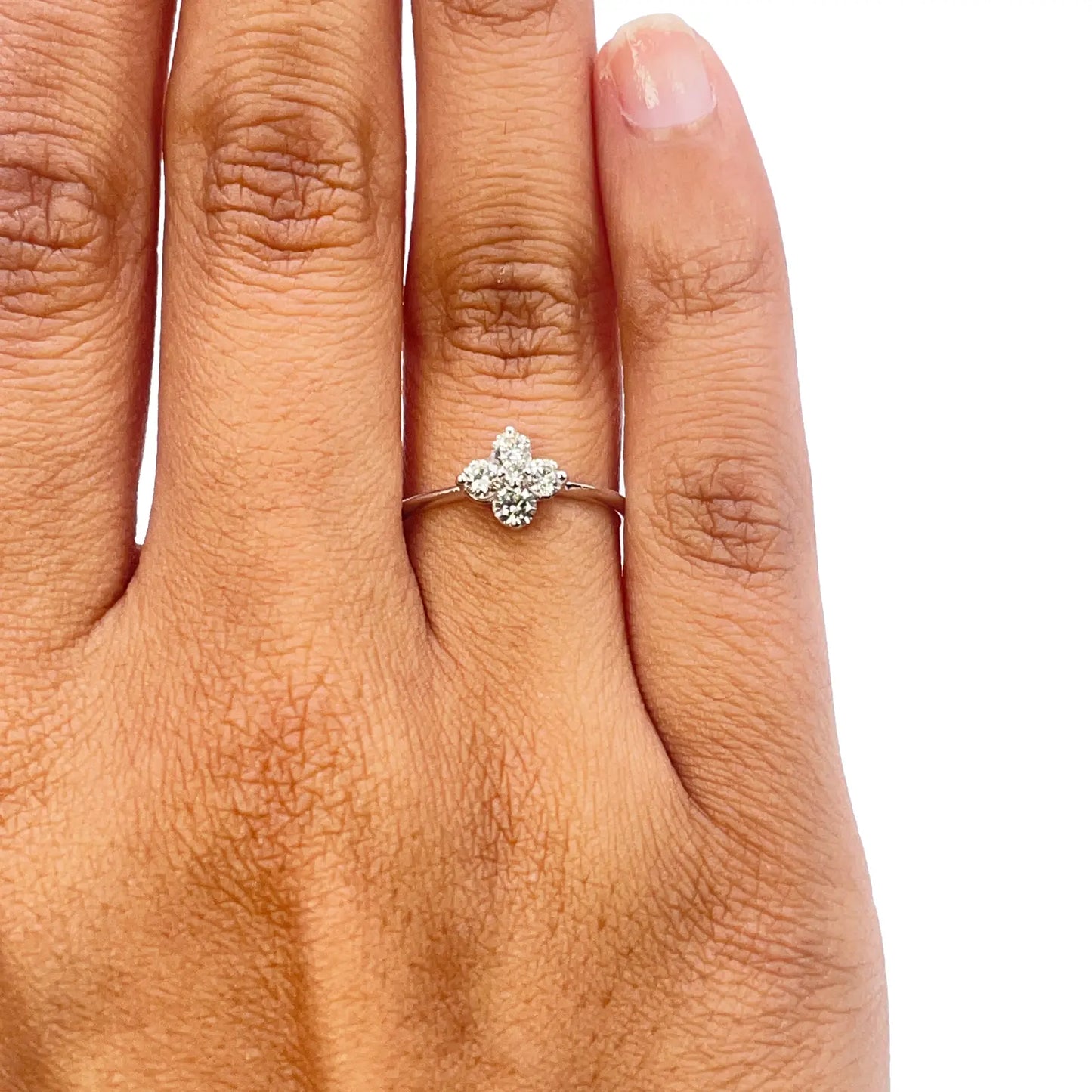 18ct White Gold Small Diamond Flower Ring 0.36ct  Diamond Ring