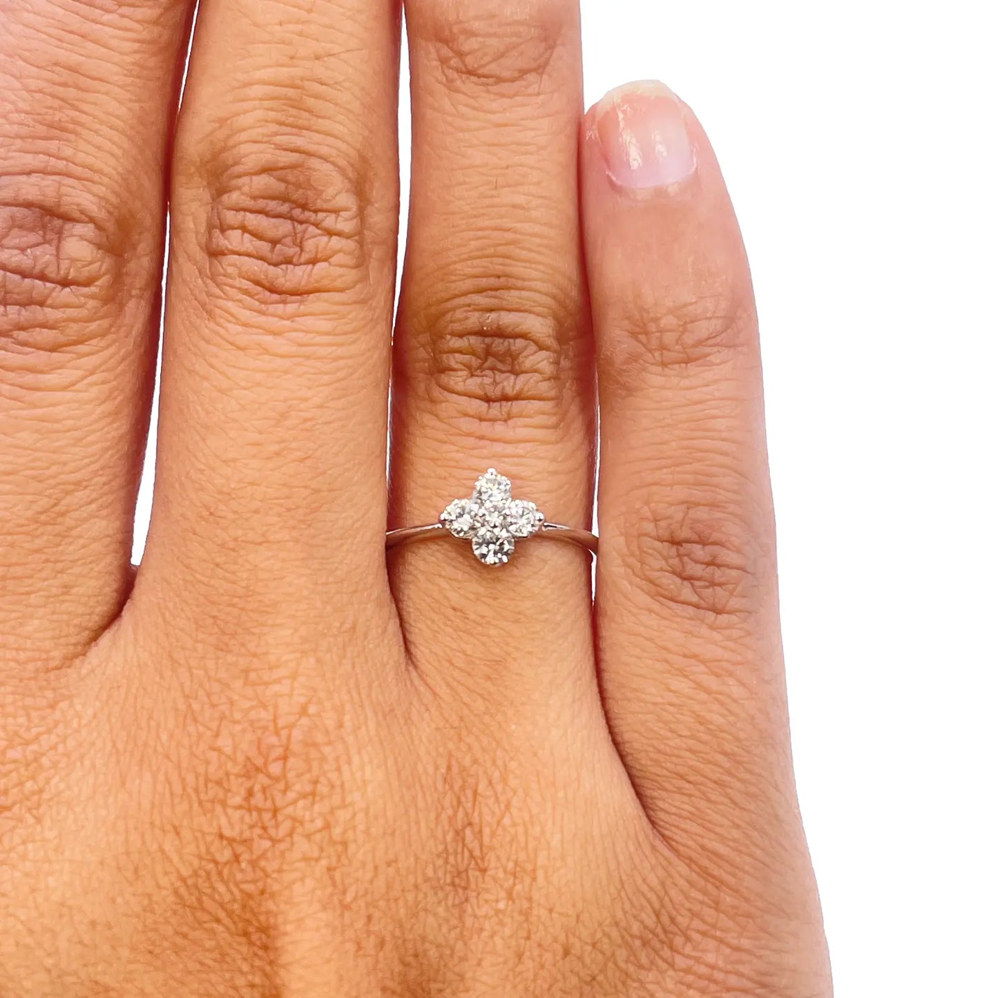 18ct White Gold Small Diamond Flower Ring 0.36ct  Diamond Ring