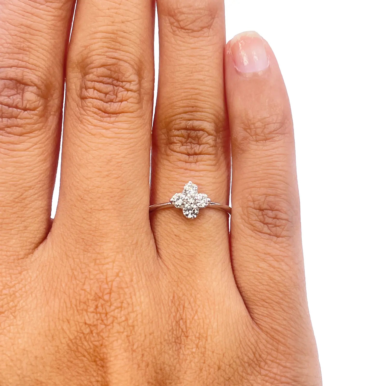 18ct White Gold Small Diamond Flower Ring 0.36ct  Diamond Ring