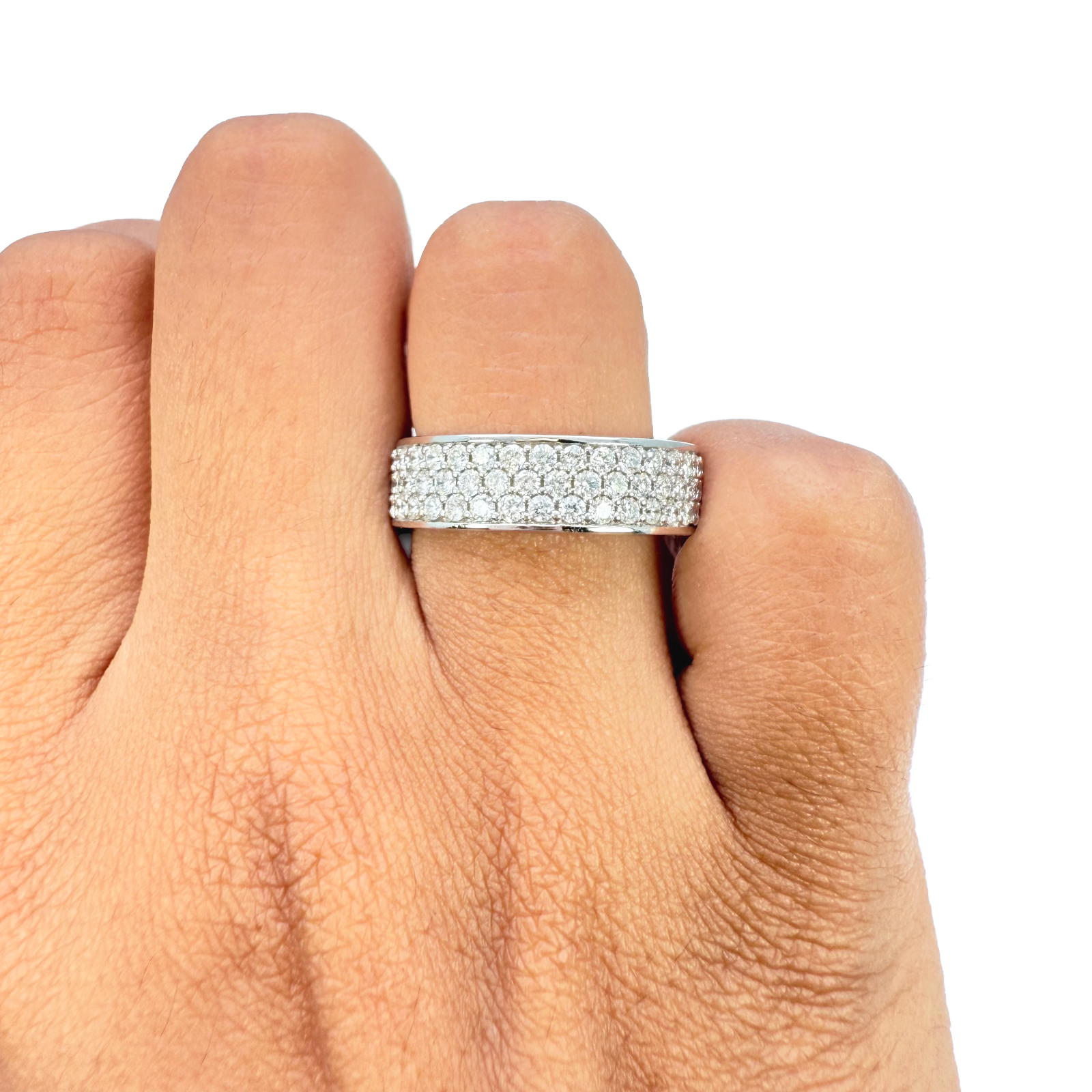 18ct White Gold Triple Row Natural Diamond Full Eternity Wedding Band 1.70ct  Diamond Ring