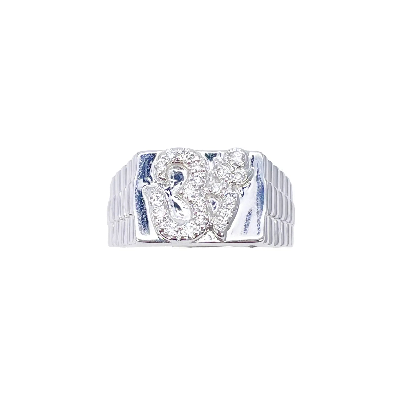 18ct White Gold & Round Natural Diamond Gents OM Signet Ring 0.35ct  Diamond Ring