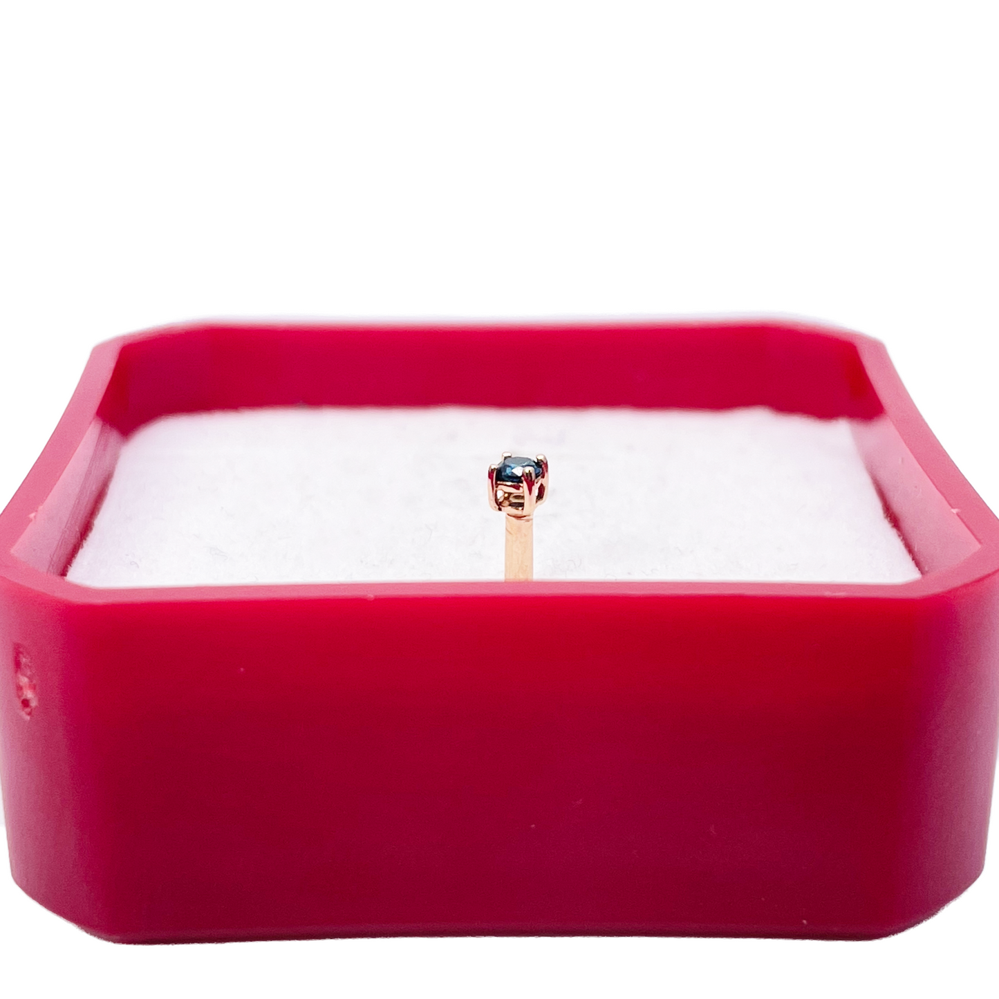 18ct White Or Rose Gold Blue Diamond Nose Stud Piercing Pin 0.03ct 4 Claw 2mm Width 